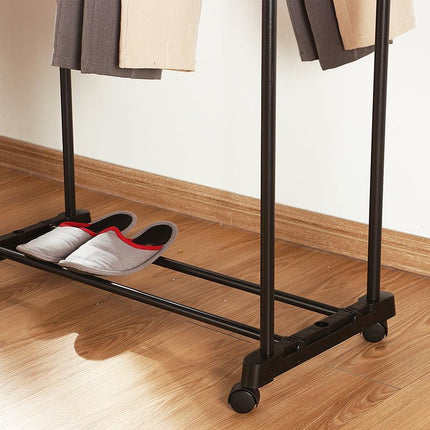 Double-rod Adjustable Clothes Rack with Pulley-Back.