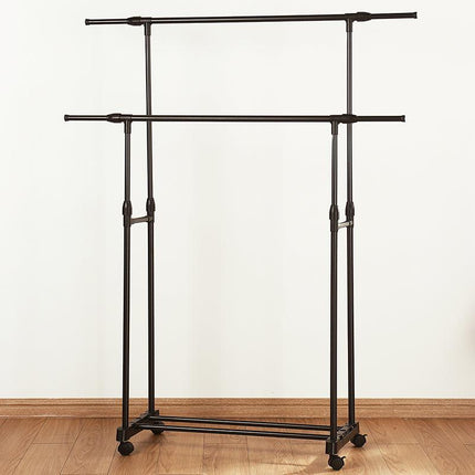 Double-rod Adjustable Clothes Rack with Pulley-Back.