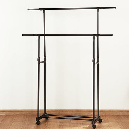 Double-rod Adjustable Clothes Rack with Pulley-Back.