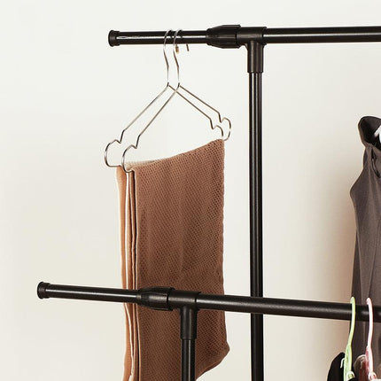 Double-rod Adjustable Clothes Rack with Pulley-Back.