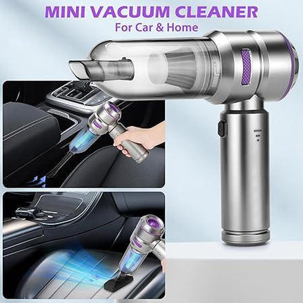Car Vacuum Cleaner,19000PA High Power Mini Vacuum Cleaner,Rechargeable Handheld Vacuum,Portable Cordless Compressed Air Duster Air Blower for Car Home-Purple.