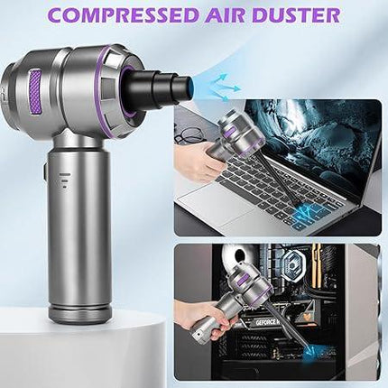 Car Vacuum Cleaner,19000PA High Power Mini Vacuum Cleaner,Rechargeable Handheld Vacuum,Portable Cordless Compressed Air Duster Air Blower for Car Home-Purple.