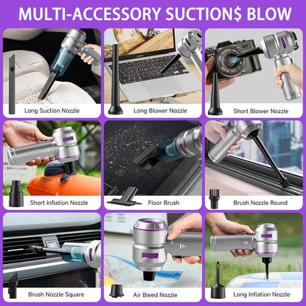 Car Vacuum Cleaner,19000PA High Power Mini Vacuum Cleaner,Rechargeable Handheld Vacuum,Portable Cordless Compressed Air Duster Air Blower for Car Home-Purple.