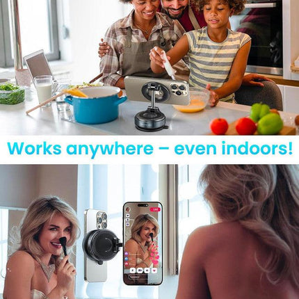 Suction Cup Phone Mount , 360° Adjustable Magnetic Car Phone Holder, Pocket Size Foldable Car Mount, Cell Phone Holders for Your Car for iPhone Series- Black.