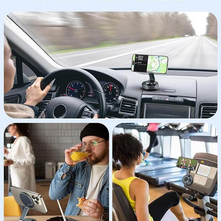 Suction Phone Mount for Car Dashboard/Windshield - 360°Adjustable Magnetic Phone Holder for Car, Foldable Car Phone Holder for iPhone  Series (Carbon Fiber & Aluminum Alloy).