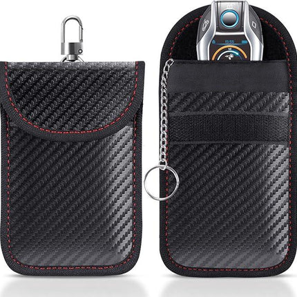 Faraday Pouch for car Keys,2 Pack Faraday Bag Car Key Signal Blocking Pouch ， Keyless Entry Car Keys Case | RFID Blocker Bag for Car Security ，Anti-Theft Remote Entry Keyless Protect-Black.