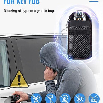 Faraday Pouch for car Keys,2 Pack Faraday Bag Car Key Signal Blocking Pouch ， Keyless Entry Car Keys Case | RFID Blocker Bag for Car Security ，Anti-Theft Remote Entry Keyless Protect-Black.