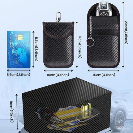 Faraday Box with Faraday Pouch 2 Pack, Keyless Entry Car Key Safe Protector RFID Anti-Theft Signal Blocking Cages-Black-Medium.