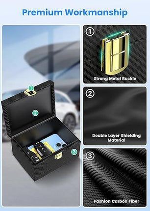 Faraday Box with Faraday Pouch 2 Pack, Keyless Entry Car Key Safe Protector RFID Anti-Theft Signal Blocking Cages-Black-Medium.