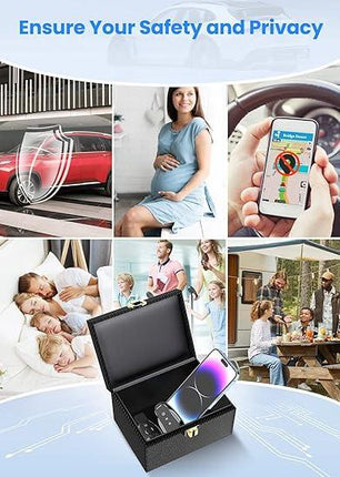 Faraday Box with Faraday Pouch 2 Pack, Keyless Entry Car Key Safe Protector RFID Anti-Theft Signal Blocking Cages-Black-Medium.