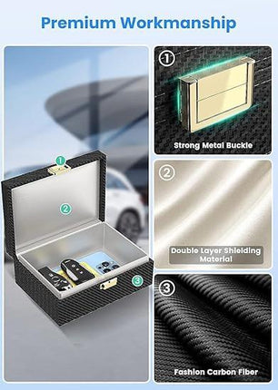 Faraday Box with Faraday Pouch 3 Pack, Keyless Entry Car Key Safe Protector RFID Anti-Theft Signal Blocking Cages-Black-Large.