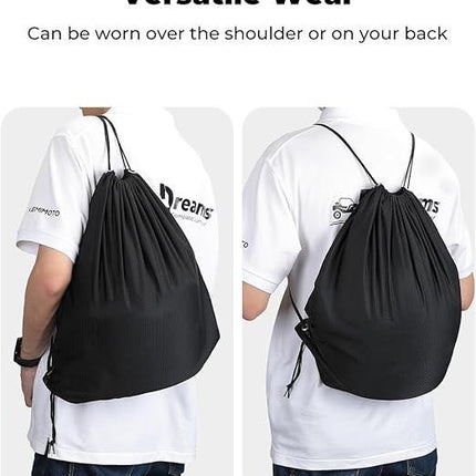 Helmet Bag, Large Capacity Light Weight Drawstring Bag for Motorcycle Bicycle Motocross Bike Racing  Snowboard Skiing Snowmobile Cycling Riding-Black.