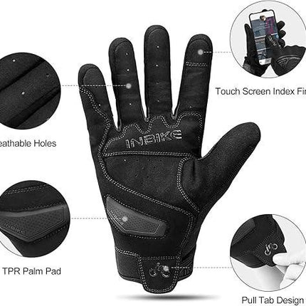 Breathable Mesh Motorcycle Gloves Touchscreen with TPR Palm Pad Hard Knuckle-Back-Medium.