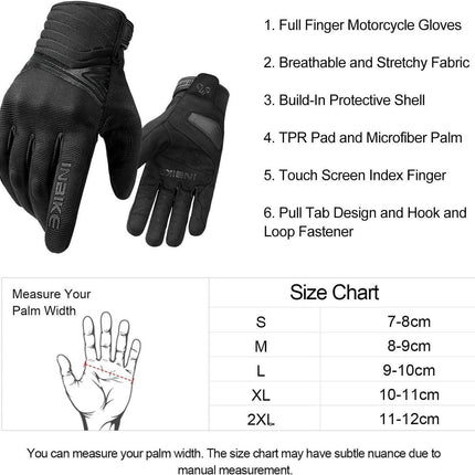 Breathable Mesh Motorcycle Gloves Touchscreen with TPR Palm Pad Hard Knuckle-Back-Small.