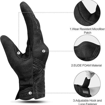 Breathable Mesh Motorcycle Gloves Touchscreen with TPR Palm Pad Hard Knuckle-Black-XLarge.