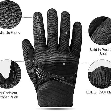 Breathable Mesh Motorcycle Gloves Touchscreen with TPR Palm Pad Hard Knuckle-Black-XLarge.