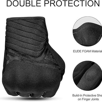 Breathable Mesh Motorcycle Gloves Touchscreen with TPR Palm Pad Hard Knuckle-Black-XLarge.