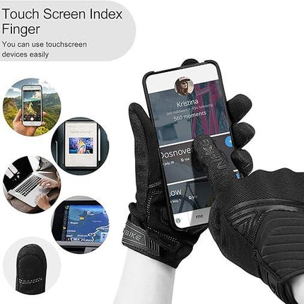 Breathable Mesh Motorcycle Gloves Touchscreen with TPR Palm Pad Hard Knuckle-Black-XXLarge.