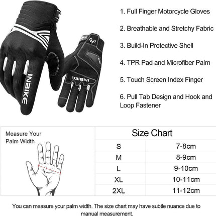 Breathable Mesh Motorcycle Gloves Touchscreen with TPR Palm Pad Hard Knuckle-White-XLarge.
