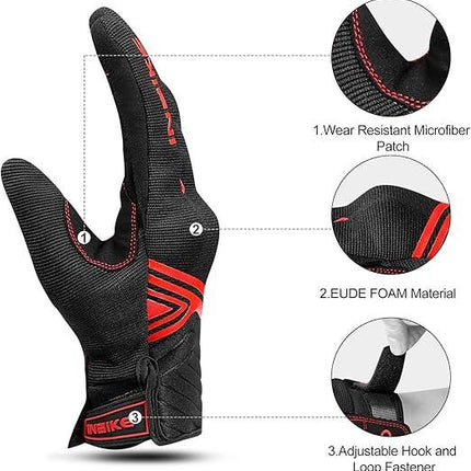 Breathable Mesh Motorcycle Gloves Touchscreen with TPR Palm Pad Hard Knuckle-Red-Small.