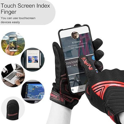 Breathable Mesh Motorcycle Gloves Touchscreen with TPR Palm Pad Hard Knuckle-Red-Small.