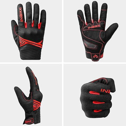 Breathable Mesh Motorcycle Gloves Touchscreen with TPR Palm Pad Hard Knuckle-Red-Small.