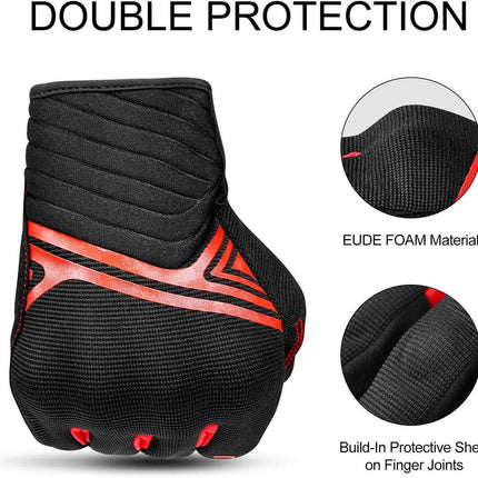 Breathable Mesh Motorcycle Gloves Touchscreen with TPR Palm Pad Hard Knuckle-Red-Small.