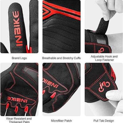 Breathable Mesh Motorcycle Gloves Touchscreen with TPR Palm Pad Hard Knuckle-Red-Small.
