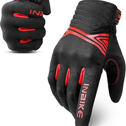 Breathable Mesh Motorcycle Gloves Touchscreen with TPR Palm Pad Hard Knuckle-Red-XLarge.