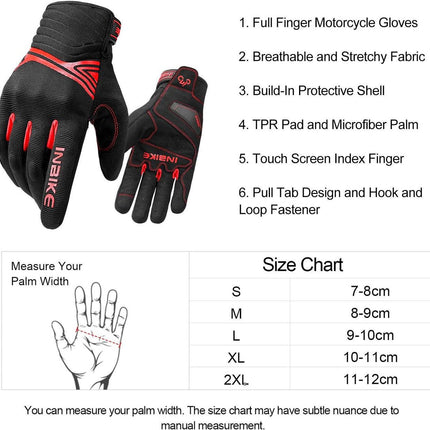 Breathable Mesh Motorcycle Gloves Touchscreen with TPR Palm Pad Hard Knuckle-Red-XLarge.
