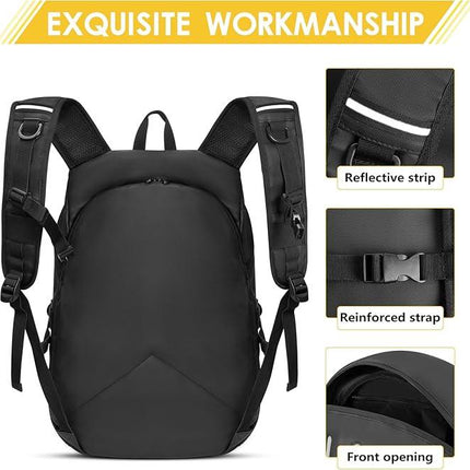Motorcycle Backpack for Men, Waterproof Helmet Backpack with Reflective, Motorcycle Bag Helmet Bag-Black.