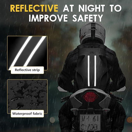 Motorcycle Backpack for Men, Waterproof Helmet Backpack with Reflective, Motorcycle Bag Helmet Bag-Black.