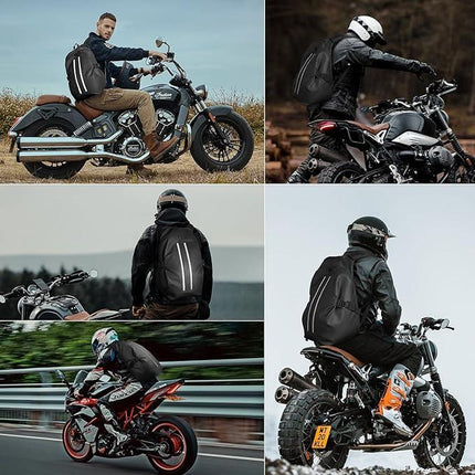 Motorcycle Backpack for Men, Waterproof Helmet Backpack with Reflective, Motorcycle Bag Helmet Bag-Black.