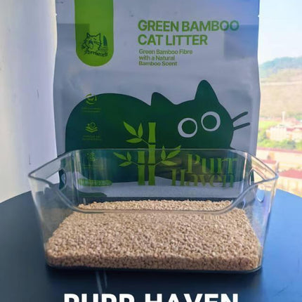 Purr Haven Green Bamboo Cat Litter | 1 Carton | 6 Packs Per Carton | 2.5kg Per Pack.