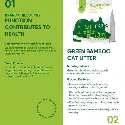 Purr Haven Green Bamboo Cat Litter | 3 Packs | 2.5 kg Per Pack.