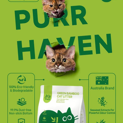 Purr Haven Green Bamboo Cat Litter | 3 Packs | 2.5 kg Per Pack.