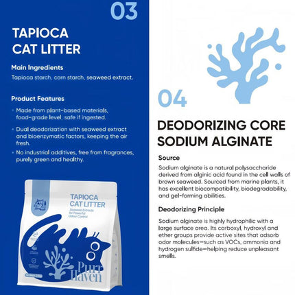 Purr Haven Tapioca Cat Litter | 1 Carton | 6 Packs Per Carton | 2.5kg Per Pack.