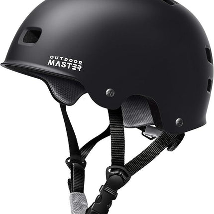 OutdoorMaster Skateboard Cycling Helmet - Two Removable Liners Ventilation Multi-Sport Scooter Roller Skate Inline Skating Rollerblading for  Adults-Black-Medium.