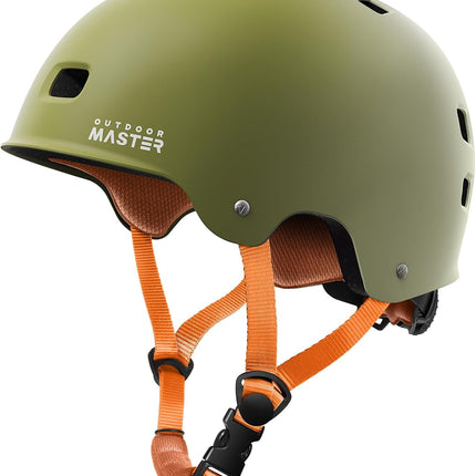 OutdoorMaster Skateboard Bike Helmet for Adults &Youth - Multi-Sport Certified Impact Resistant with 2 Removable Liners & Ventilation for Scooter, Skating-Matte Adventure Green-Large.