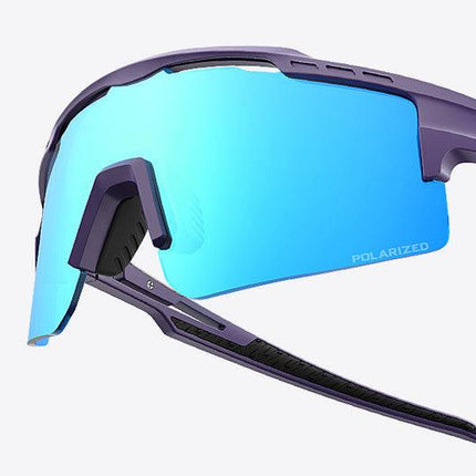 OutdoorMaster Hawk II Polarized Sports Sunglasses for Men Women, TAC 100% UV400 Protection TR90 Frame Cycling Sunglasses, Baseball Running Fishing Golf Glasses-White Frame+revo Blue Cat.3.