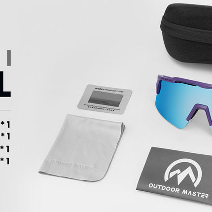 OutdoorMaster Hawk II Polarized Sports Sunglasses for Men Women, TAC 100% UV400 Protection TR90 Frame Cycling Sunglasses, Baseball Running Fishing Golf Glasses-White Frame+revo Blue Cat.3.