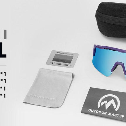 OutdoorMaster Hawk II Polarized Sports Sunglasses for Men Women, TAC 100% UV400 Protection TR90 Frame Cycling Sunglasses, Baseball Running Fishing Golf Glasses-White Frame+revo Blue Cat.3.