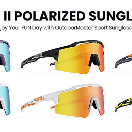 OutdoorMaster Hawk II Polarized Sports Sunglasses for Men Women, TAC 100% UV400 Protection TR90 Frame Cycling Sunglasses, Baseball Running Fishing Golf Glasses-White Frame+revo Blue Cat.3.