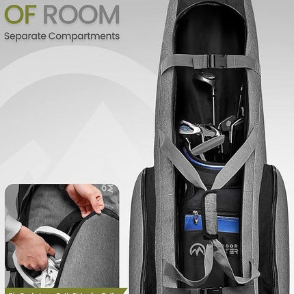 OutdoorMaster Padded Golf Club Travel Bag with Wheels, 900D Heavy Duty Oxford Waterproof -Alligators-Gray.