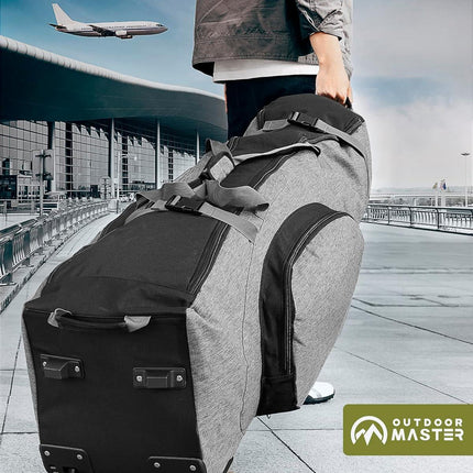 OutdoorMaster Padded Golf Club Travel Bag with Wheels, 900D Heavy Duty Oxford Waterproof -Alligators-Gray.