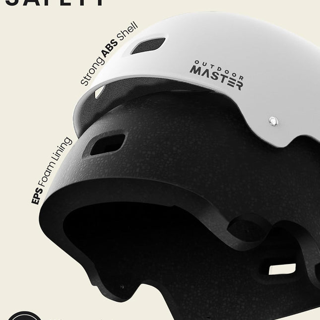 OutdoorMaster Skateboard Bike Helmet for Adults &Youth - Multi-Sport Certified Impact Resistant with 2 Removable Liners & Ventilation for Scooter, Skating-White-Large.