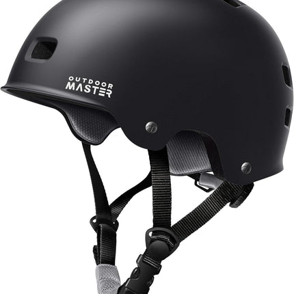 OutdoorMaster Skateboard Cycling Helmet - Two Removable Liners Ventilation Multi-Sport Scooter Roller Skate Inline Skating Rollerblading for  Adults-Black-Small.