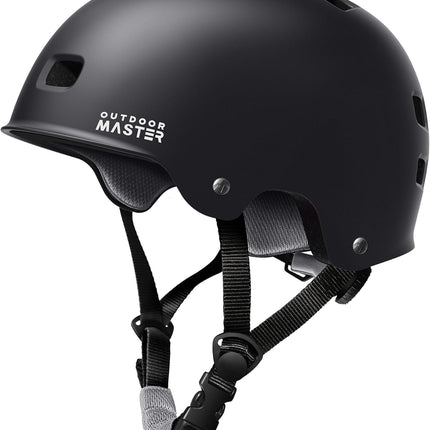 OutdoorMaster Skateboard Cycling Helmet - Two Removable Liners Ventilation Multi-Sport Scooter Roller Skate Inline Skating Rollerblading for  Adults-Black-Large.