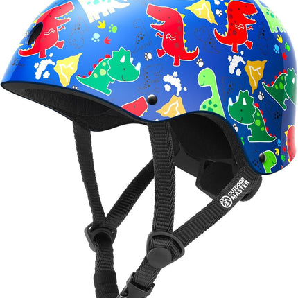 OutdoorMaster Youth & Kids Bike Helmet - Adjustable Multi-Sports Skateboard Helmet with Removable Liners for Balance Bike, Kids Scooter, One Wheel Hoverboard,Graffiti-style helmet-Dino Volcanoland-Large.