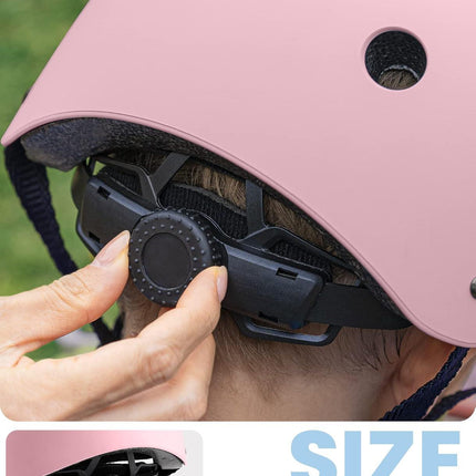 OutdoorMaster Youth & Kids Bike Helmet - Adjustable Multi-Sports Skateboard Helmet with Removable Liners for Balance Bike, Toddler Scooter, One Wheel Hoverboard-Light Pink-Large.